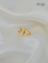 18K Gold Plated Handmade Stone with Half Moon Adjustable Ring – Anti-Tarnish - ZP1012171